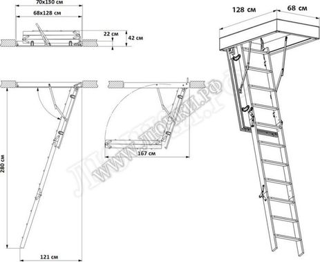 Чердачная лестница Fakro LTK Thermo 700*1300*2800 Чердачная лестница Fakro LTK Thermo 700*1300*2800
