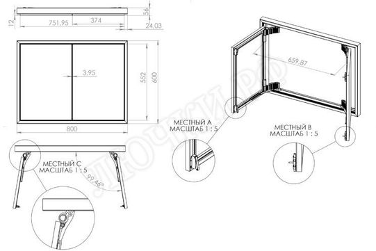 Люк под плитку Секрет 3.0, 2 створки 1150*1150 Люк под плитку Секрет 3.0, 2 створки 1150*1150