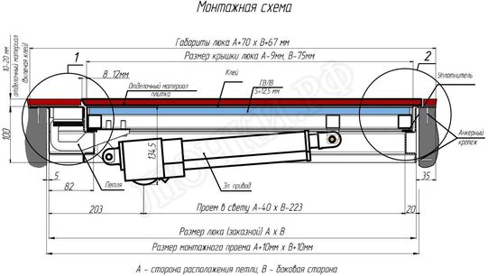 Напольный люк с электроприводом 800*1400 Напольный люк с электроприводом 800*1400